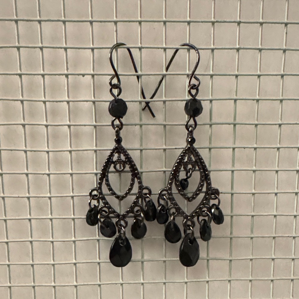 Elegant Black Chandelier Earrings